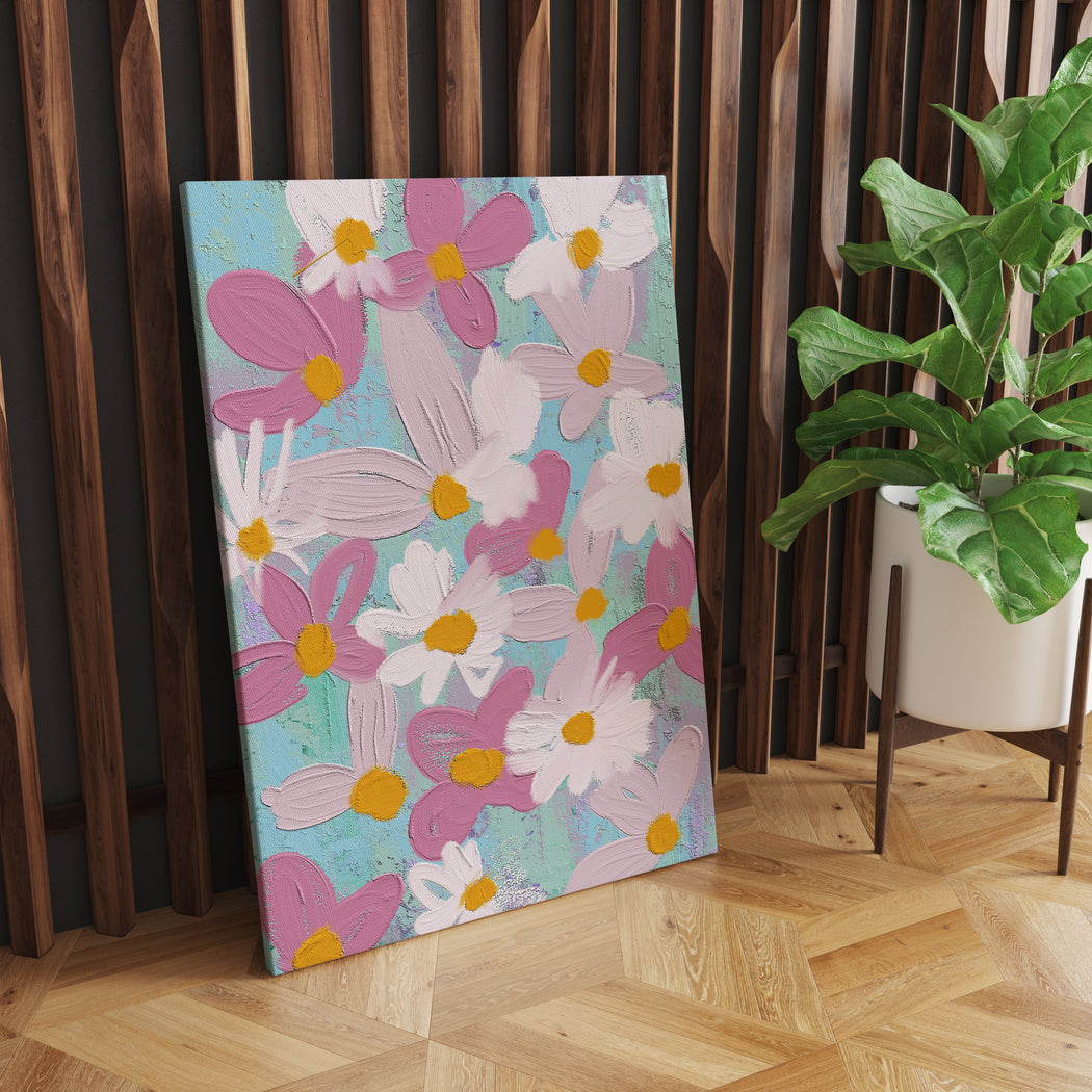 Pastel Feminine Floral Nursery Canvas Print