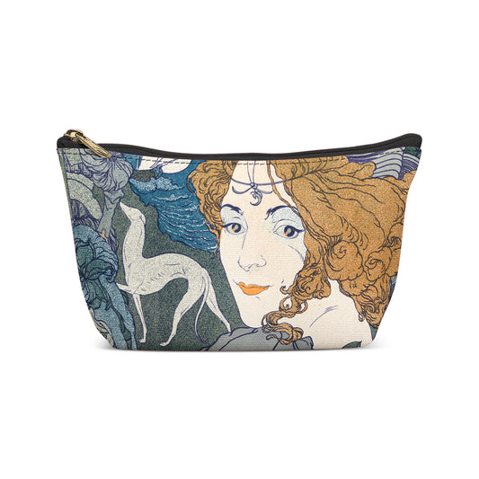 Blue Art Nouveau Woman Makeup Bag