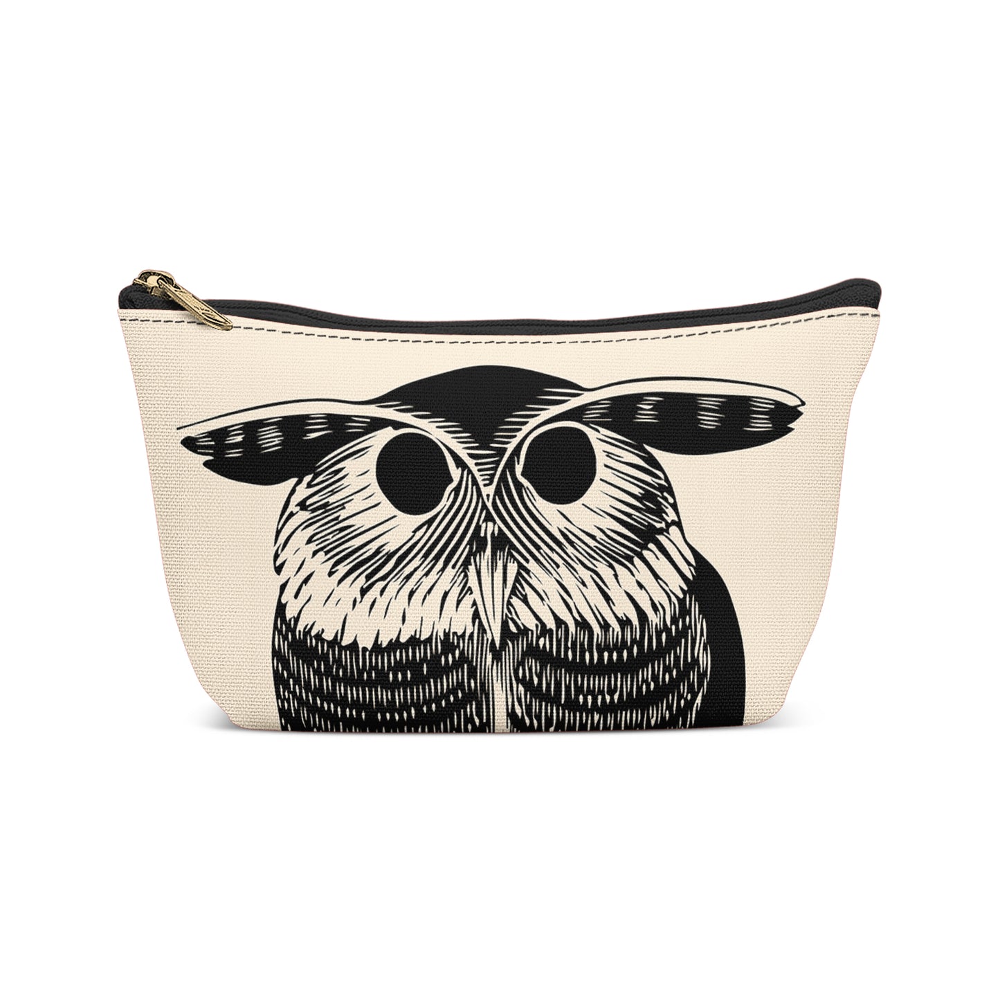 Cute Owl Handmade Linocut Makeup Bag