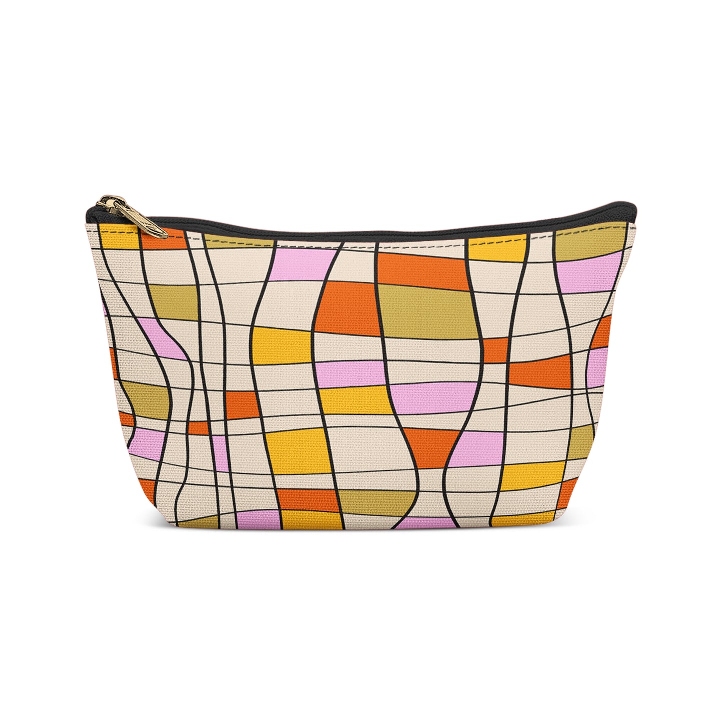 Swirl Checkered Pattern Makeup Bag