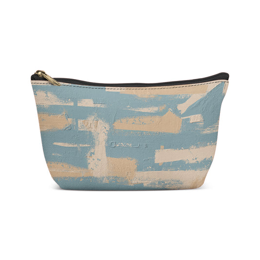 Blue Painted Abstract Texture Makeup Bag