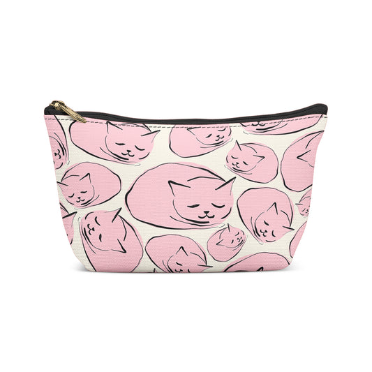 Cute Pink Cat Pattern Makeup Bag
