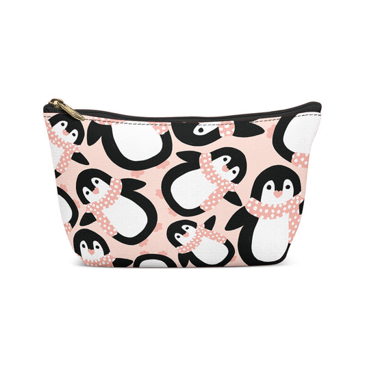 Pink Sweet Penguins Pattern Makeup Bag