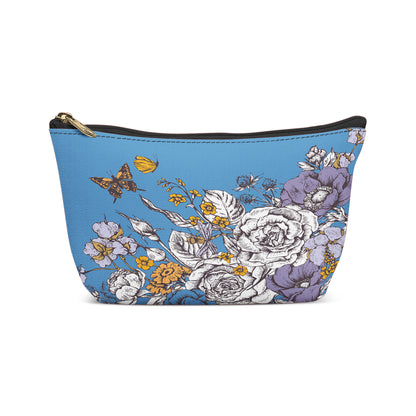Blue Flowers Nature Art Makeup Bag