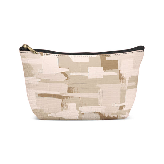 Beige Neutral Brushstrokes Makeup Bag