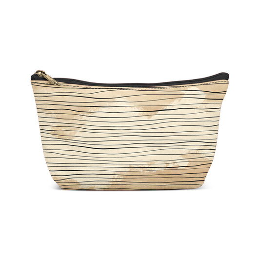 Beige Minimalist Line Art Makeup Bag