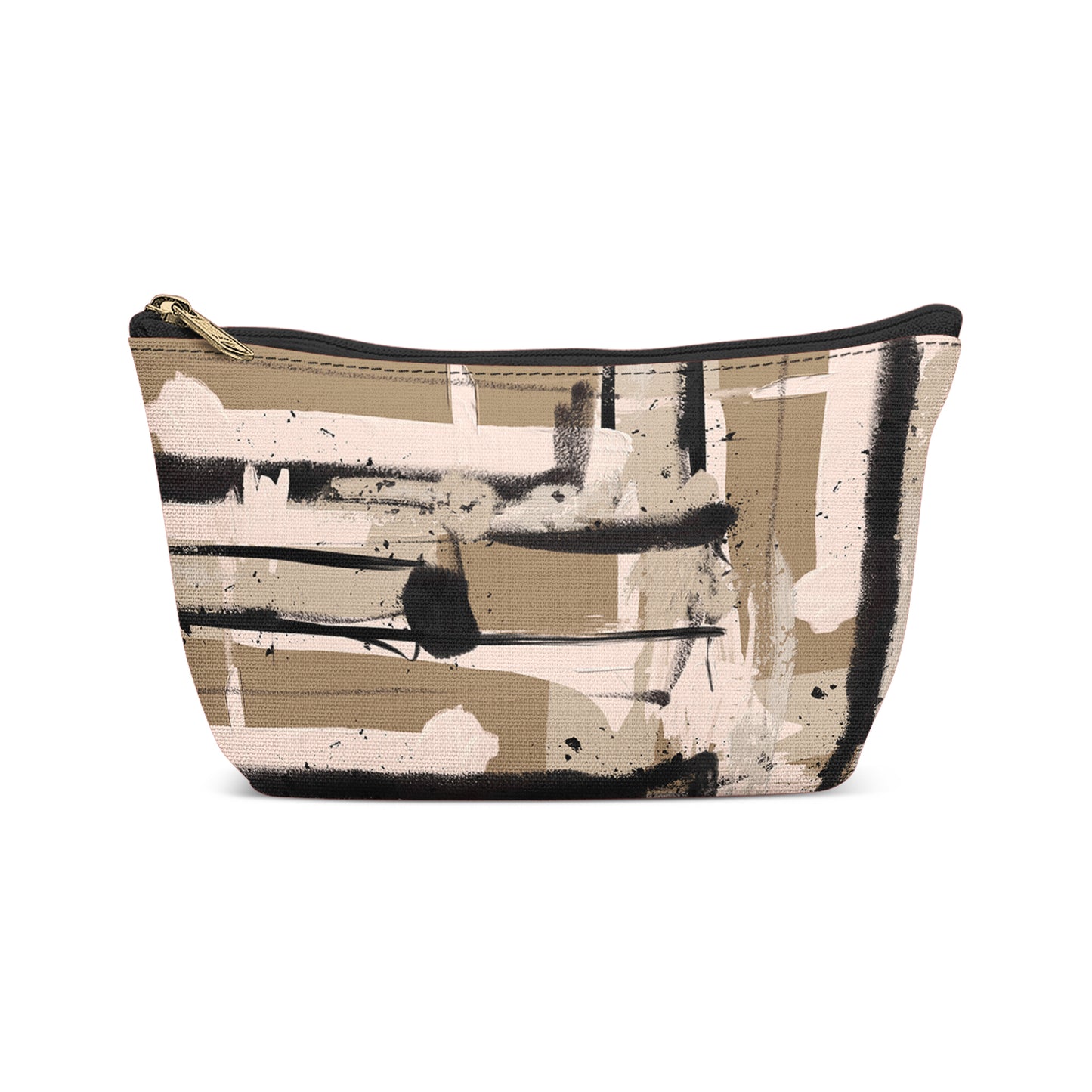 Modern Beige Abstract Makeup Bag