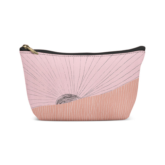 Handdrawn Pink Sunrise Makeup Bag