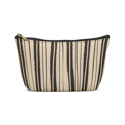 Beige Makeup Bag with Black Lines