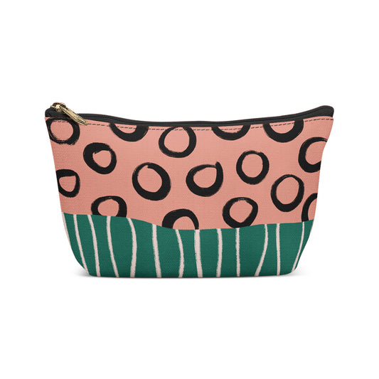 Pink Green Mid Century Modern Makeup Bag