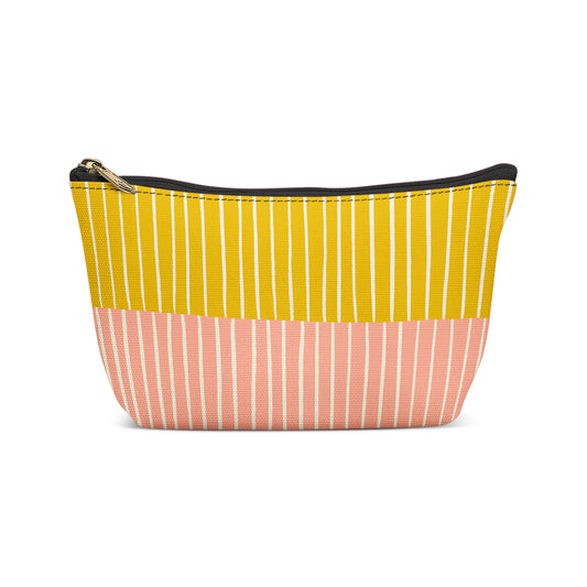 Pink Yellow Striped Art Makeup Bag