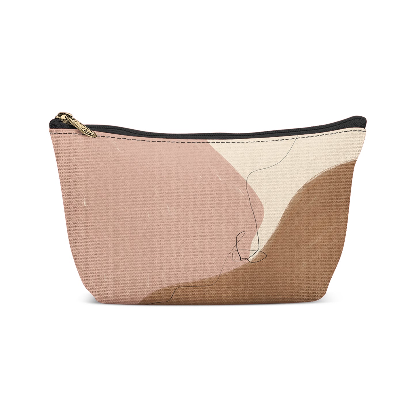 Painted Beige Pink Color Blocks Makeup Bag