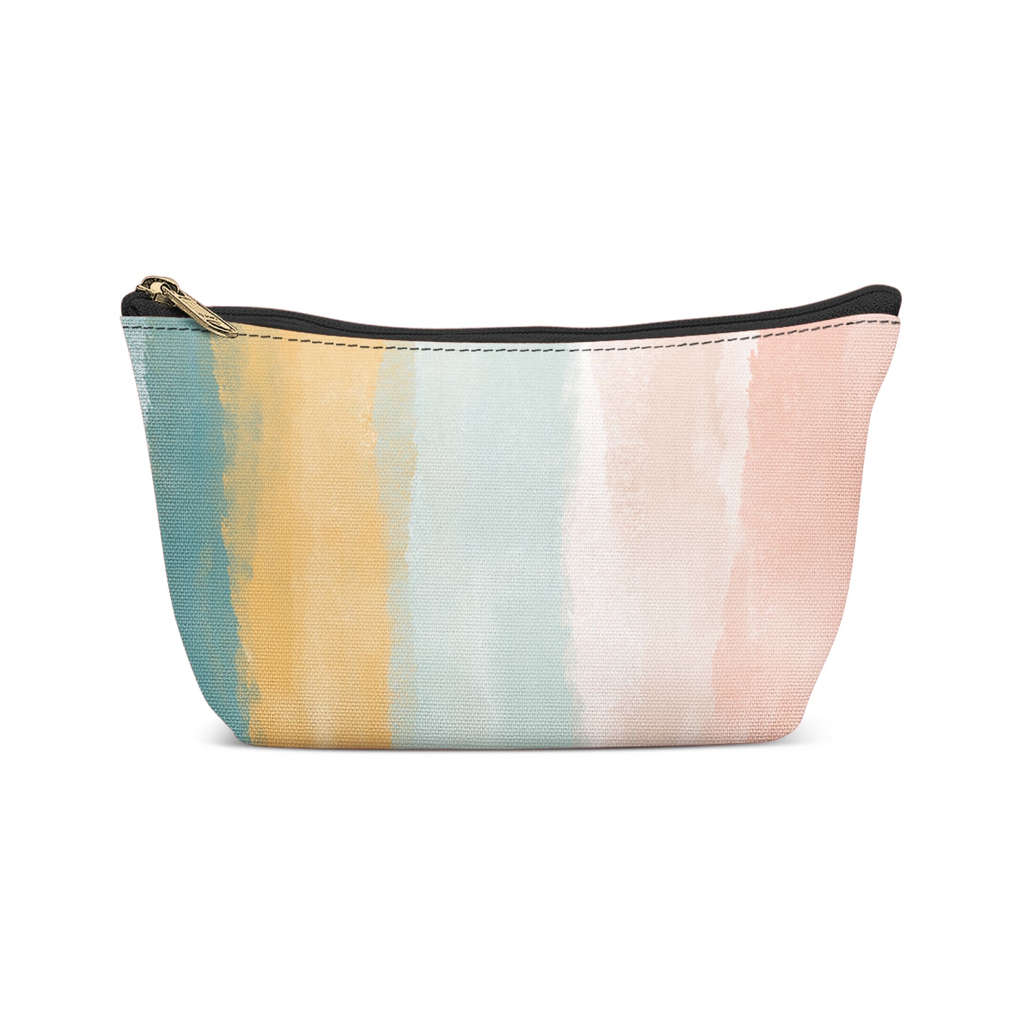 Pastel Striped Painted Makeup Bag