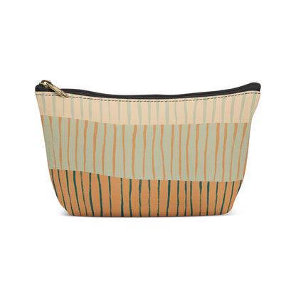 Neutral Striped Modern Makeup Bag