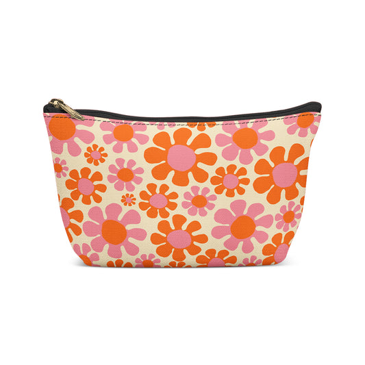 Retro 60s Flowers Pattern Makeup Bag