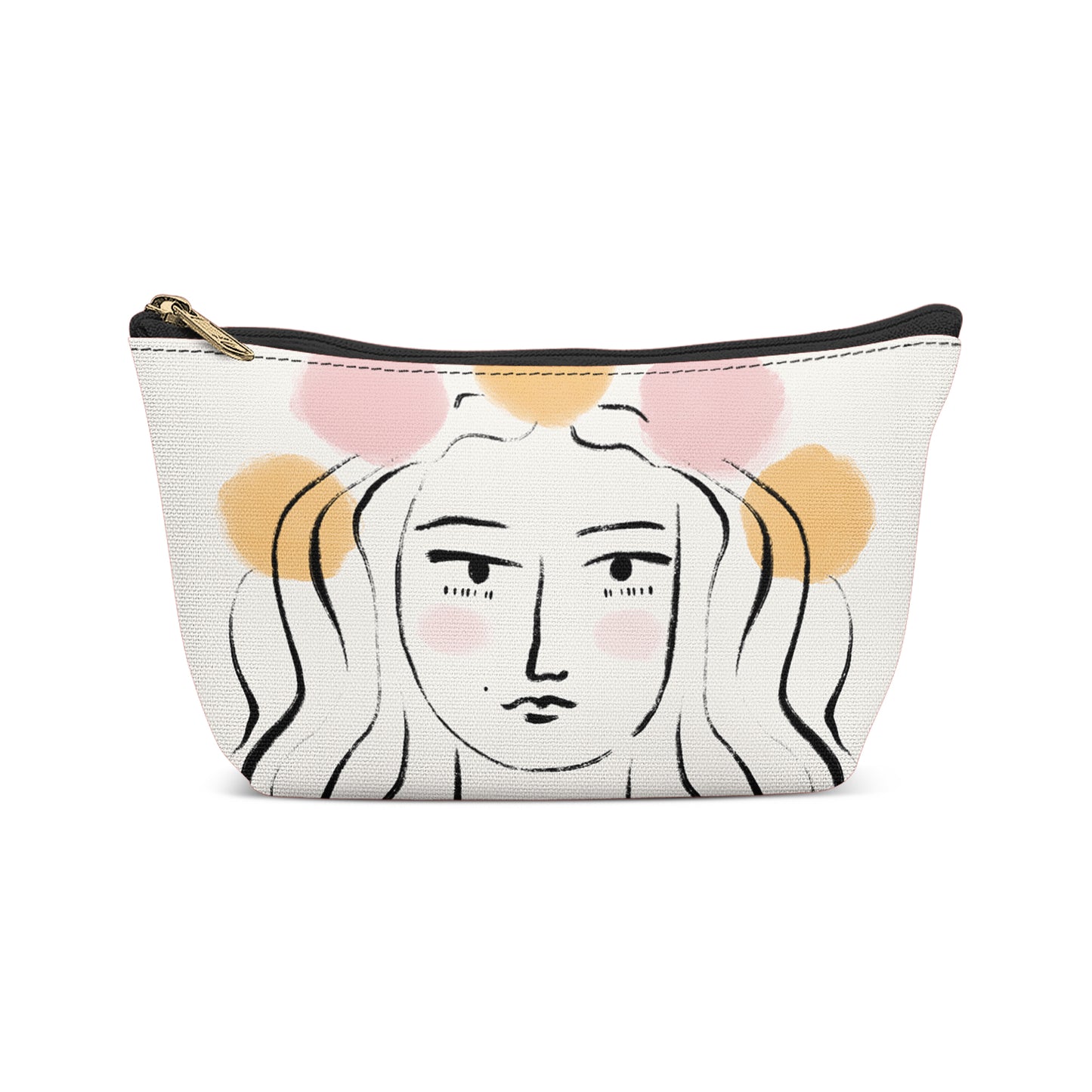 Cute Woman Face Line Art Makeup Bag