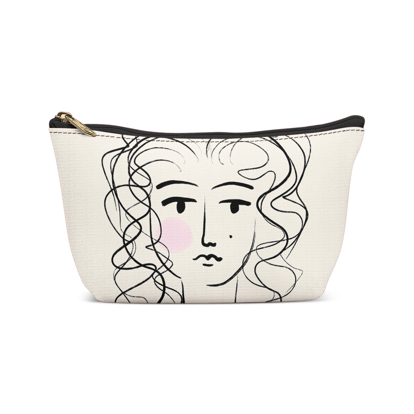 Cute Girl Line Art Makeup Bag