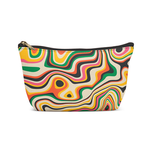 Colorful Liquid Swirl 60s 70s Makeup Bag