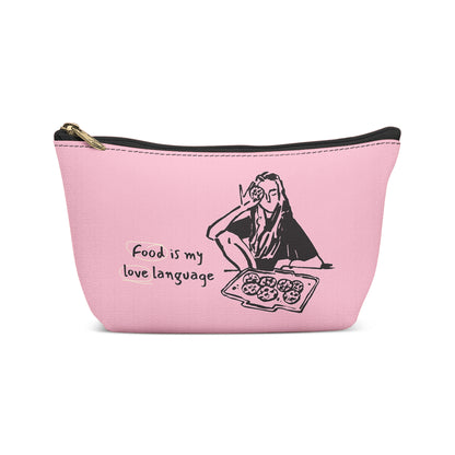 Pink Funny Foodie Woman Makeup Bag