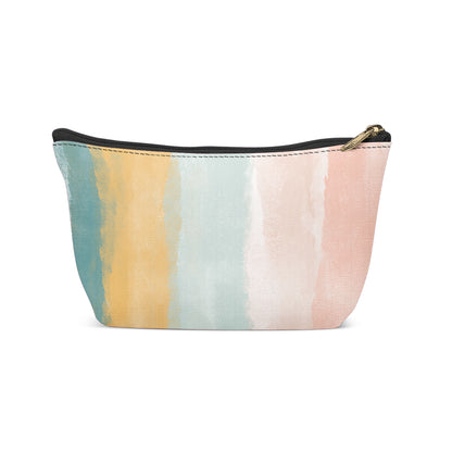 Pastel Striped Painted Makeup Bag