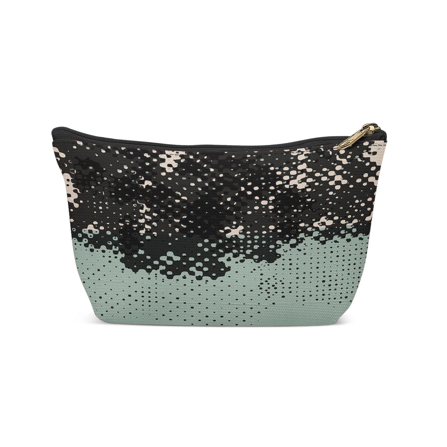 Mint with Black Abstract Art Makeup Bag
