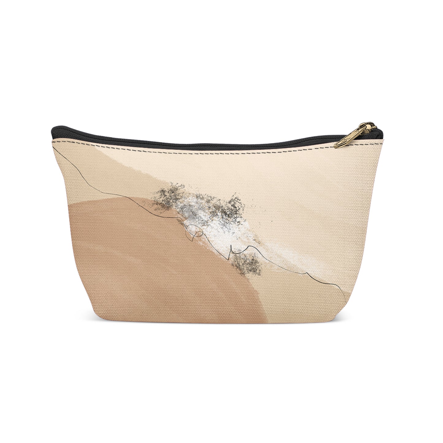 Beige Modern Abstract Style Makeup Bag