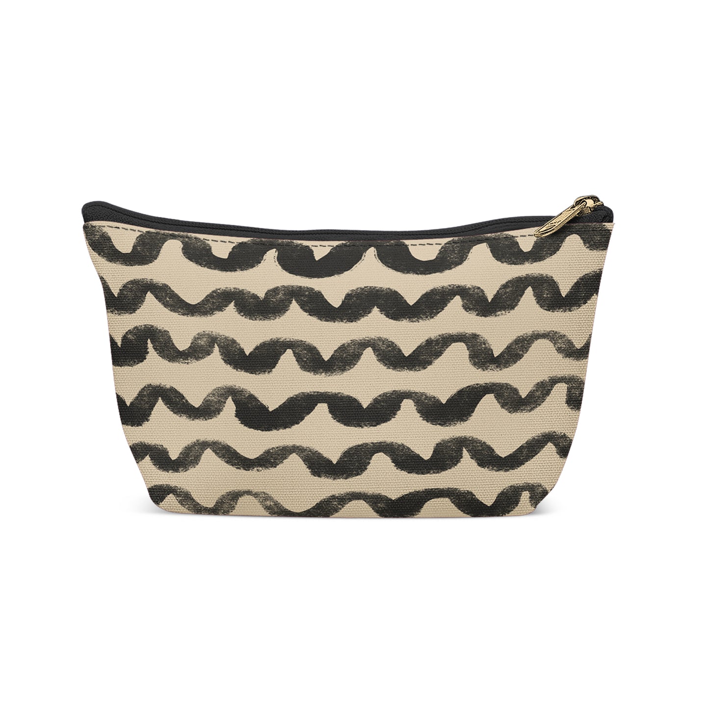 Black Abstract Lines Makeup Bag