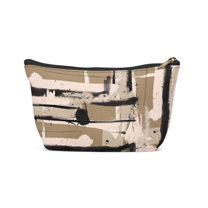 Modern Beige Abstract Makeup Bag