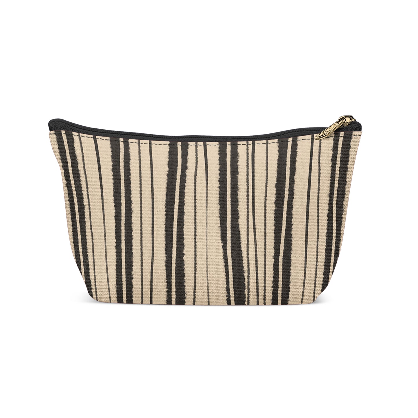 Beige Makeup Bag with Black Lines