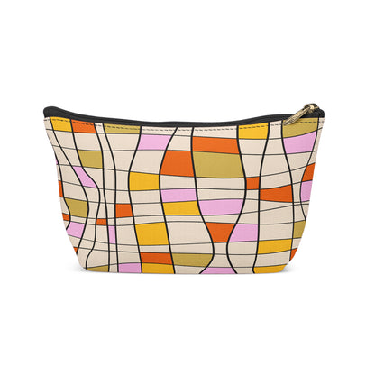 Swirl Checkered Pattern Makeup Bag