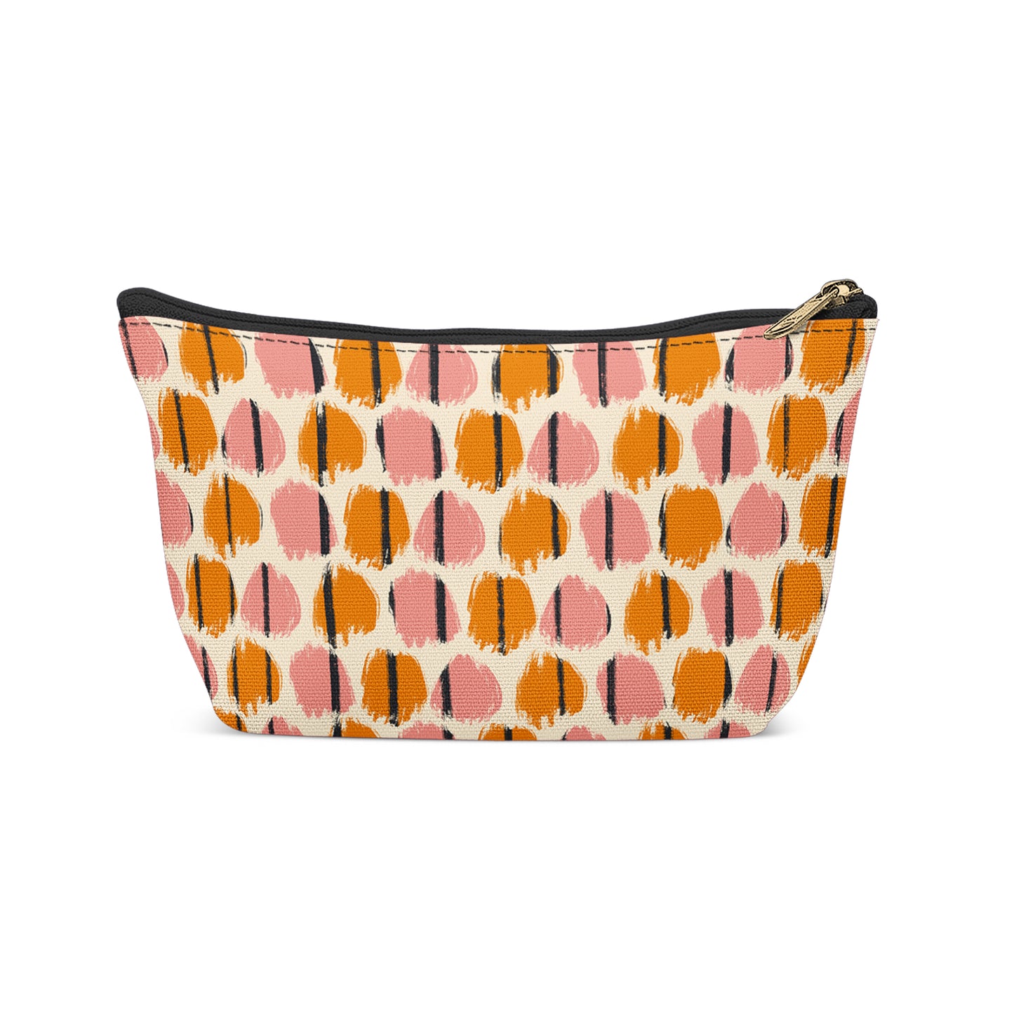 Boho Abstract Pattern Pink Orange Makeup Bag