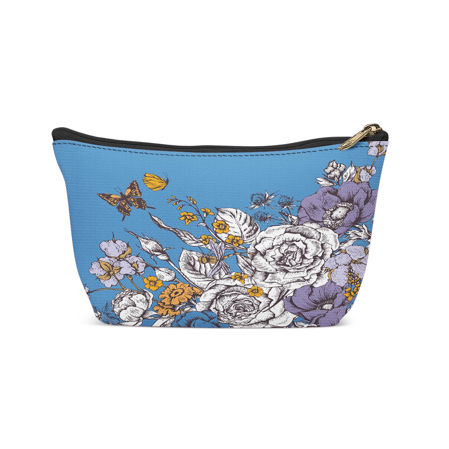Blue Flowers Nature Art Makeup Bag