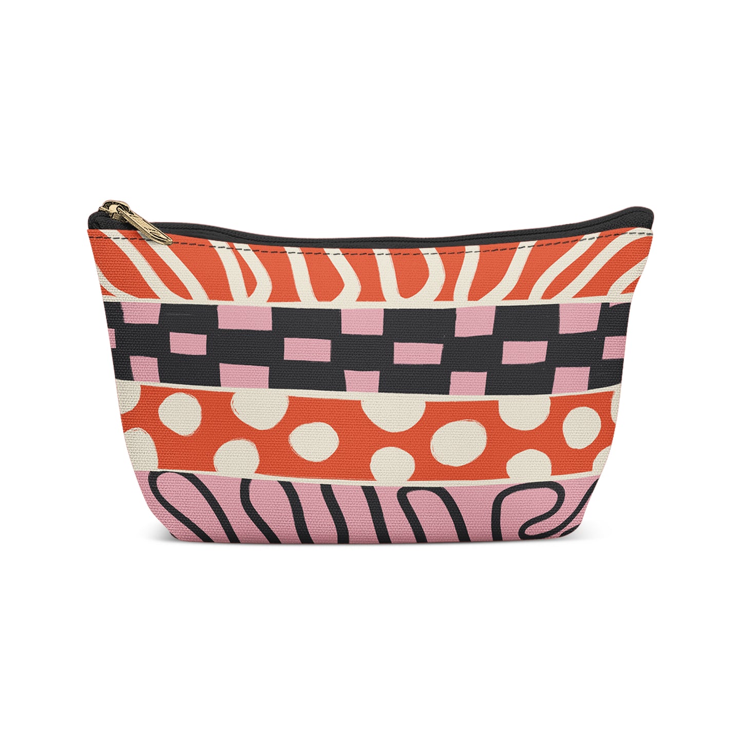 Red Pink Modern Art Makeup Bag