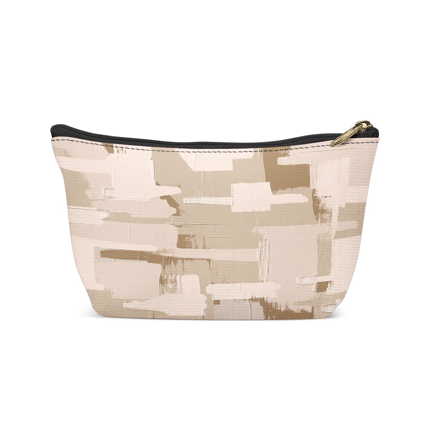 Beige Neutral Brushstrokes Makeup Bag