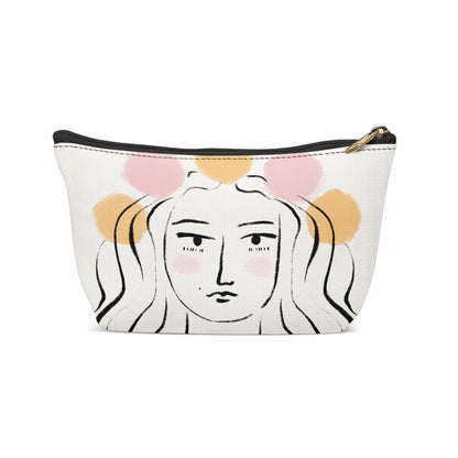 Cute Woman Face Line Art Makeup Bag