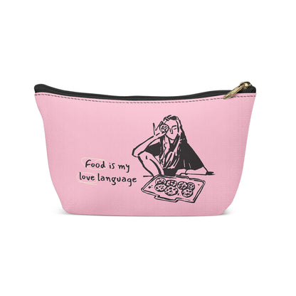 Pink Funny Foodie Woman Makeup Bag