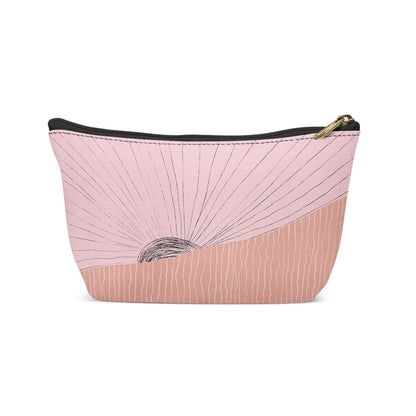 Handdrawn Pink Sunrise Makeup Bag