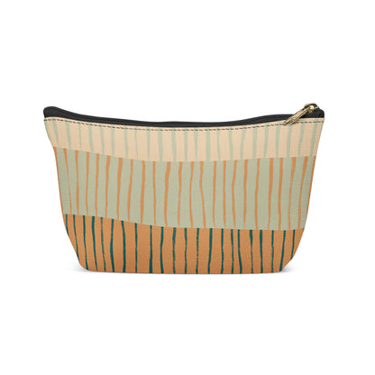 Neutral Striped Modern Makeup Bag