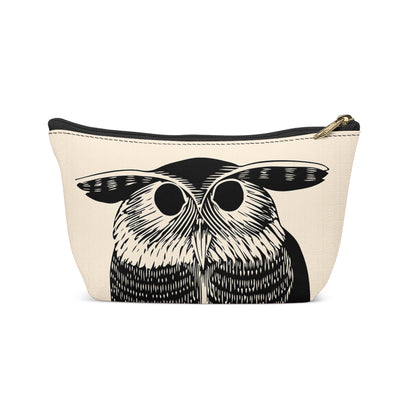 Cute Owl Handmade Linocut Makeup Bag