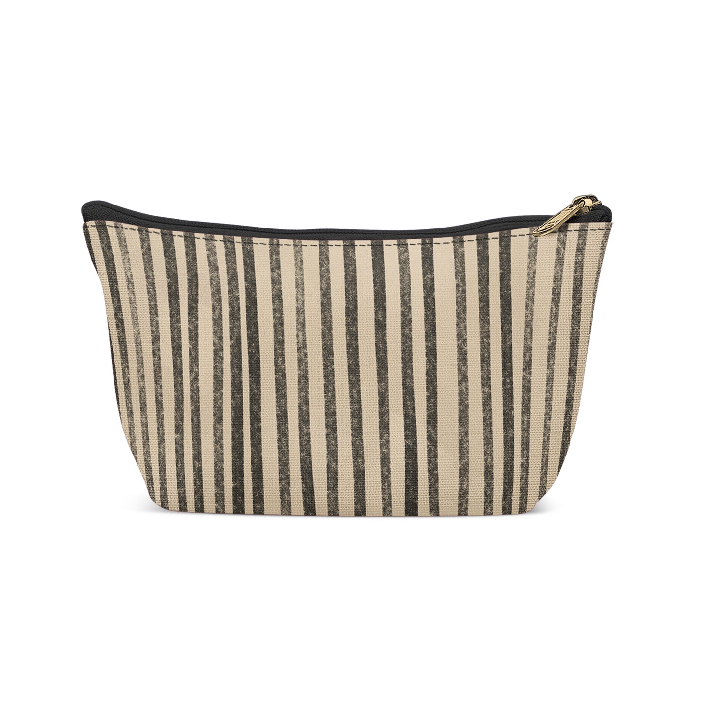 Rustic Black&Beige Lines Makeup Bag