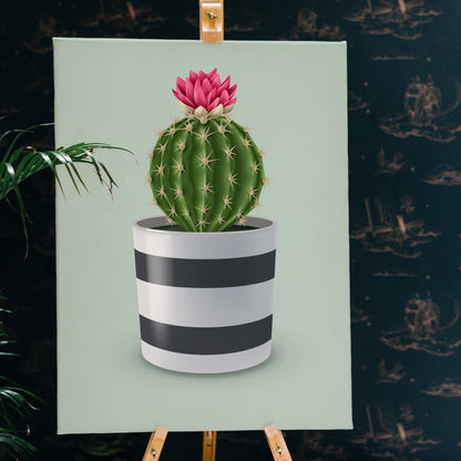 Cactus plant portrait with sage background canvas print