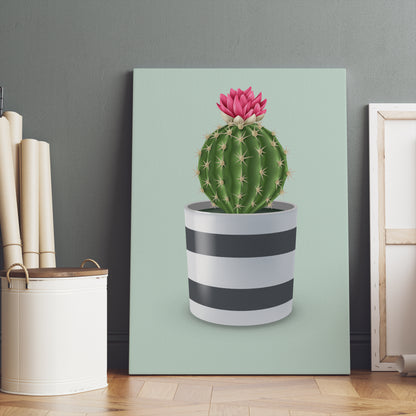 Cactus plant portrait with sage background canvas print
