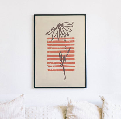 Minimalist Floral Linocut Giclee Art Print