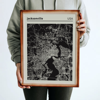USA, Jacksonville City Map Poster
