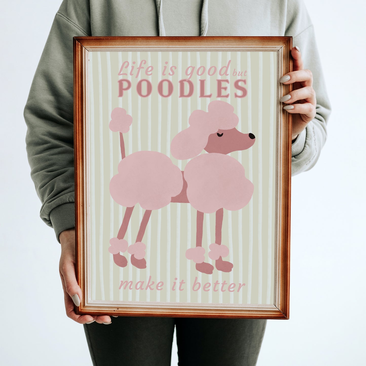 Poodle Dogs Retro Pink Funny Poster