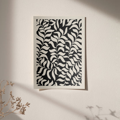 Black Floral Leaves Nature Poster