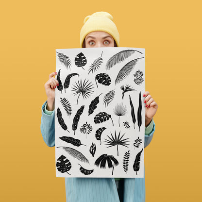 Amazon Jungle Plants Monochrome Scandinavian Poster