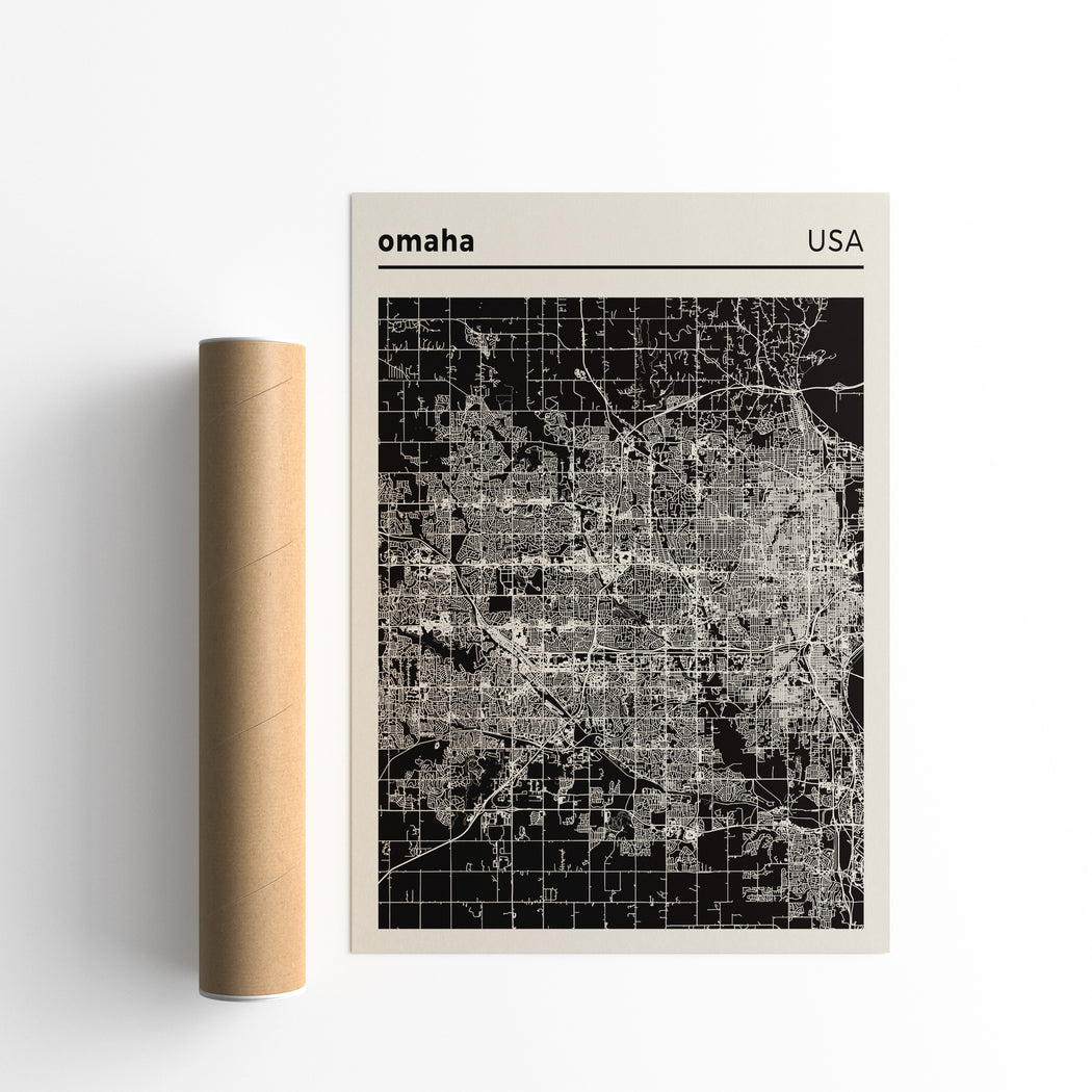 USA, Omaha Map Poster