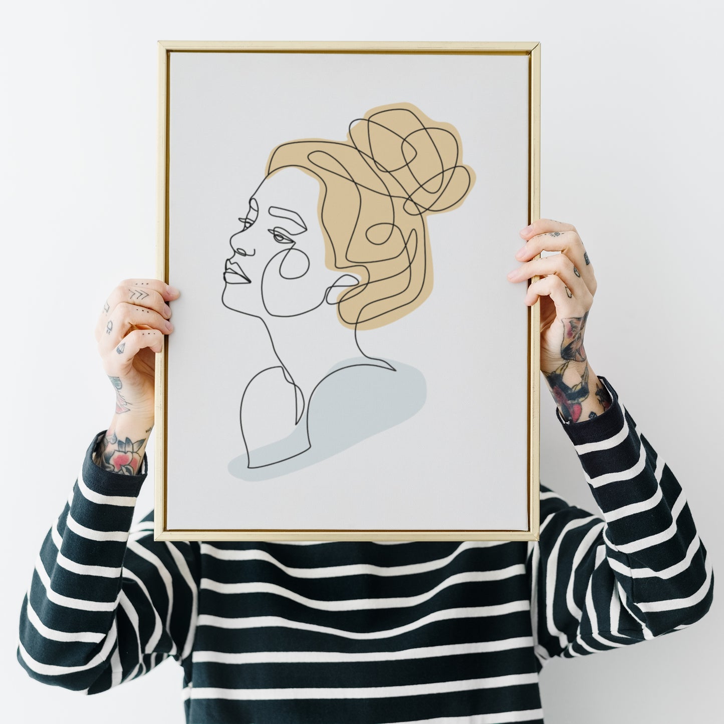 Single Line Face Drawing Poster