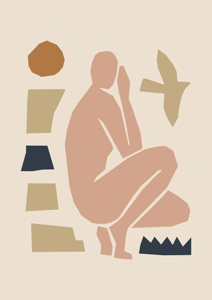 Pastel Sitting Woman Poster